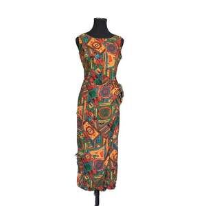 Vintage 1980's-early 90's Tribal Print Maxi Dress/ariana - ,